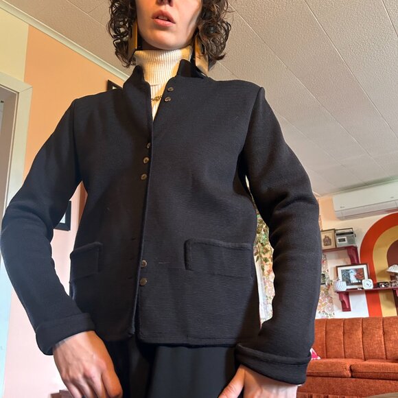1950s Pure virgin wool Brigus Knitting Mills black fully-fashioned blazer! - Picture 9 of 16